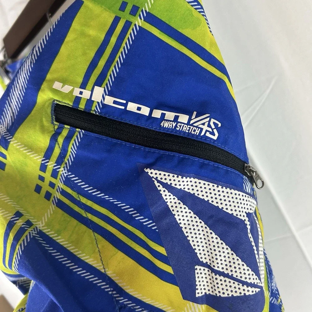 Volcom 4 Way Swim Trunks Men‎ Board Shorts Surf Skater Blue Green Pattern 28